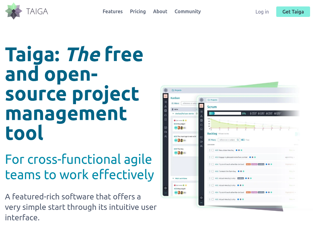 Screenshot for Taiga.io