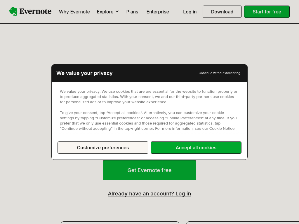 Screenshot for Evernote